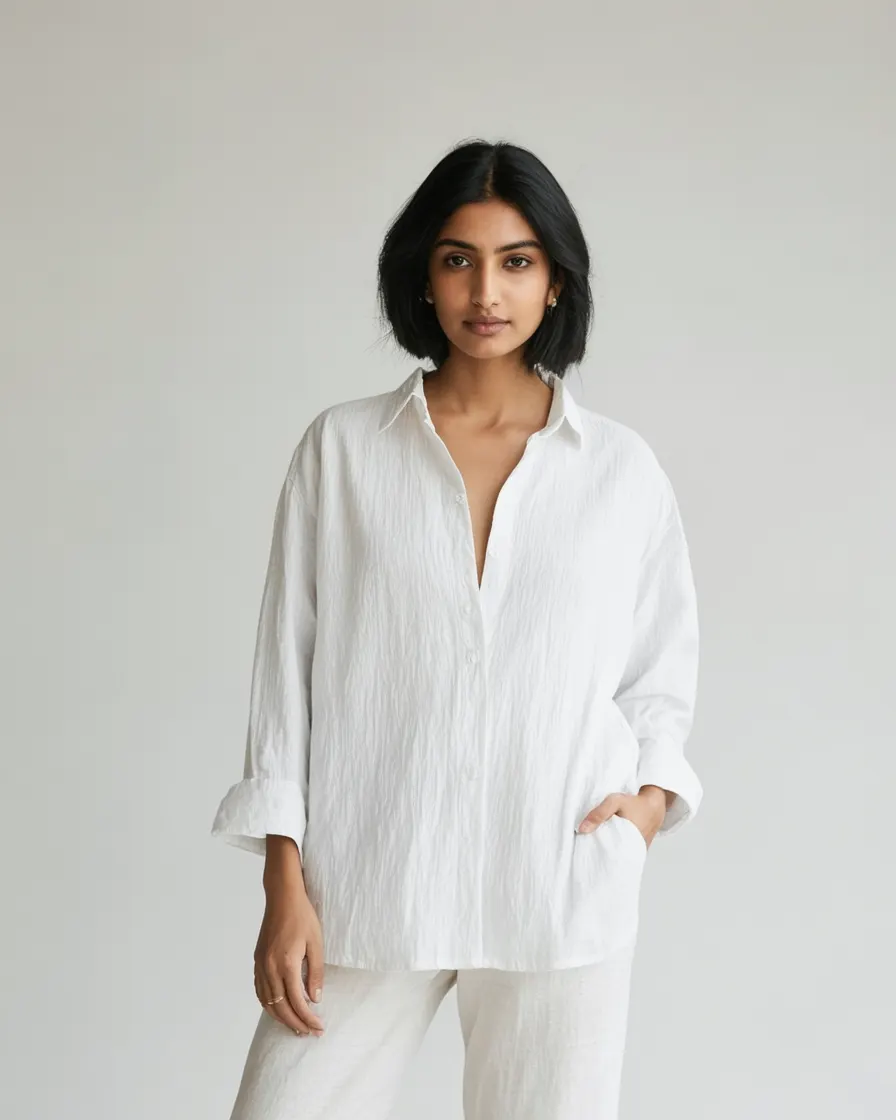 Oversized Poplin Shirt in White