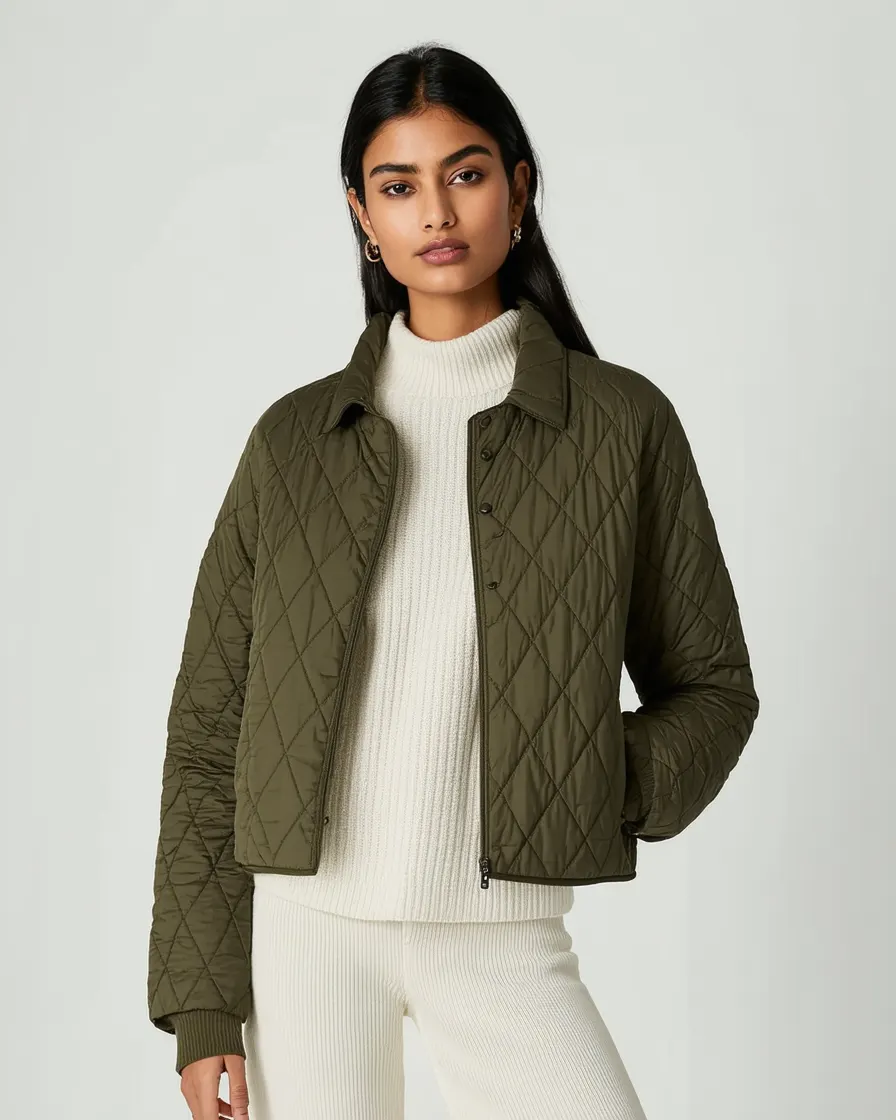 Quilted Liner Jacket in Olive